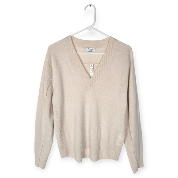 Madewell Cashmere V-Neck Sweater In Heather Oat - Picture 6 of 12